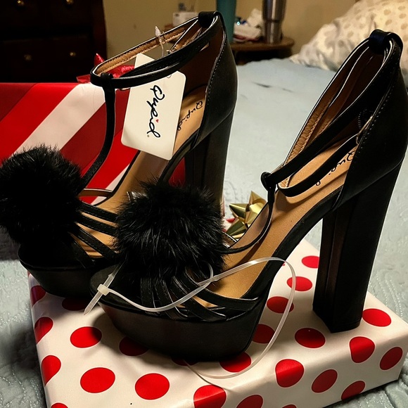 Qupid Shoes - NWT Qupid Pom Pom platform heels